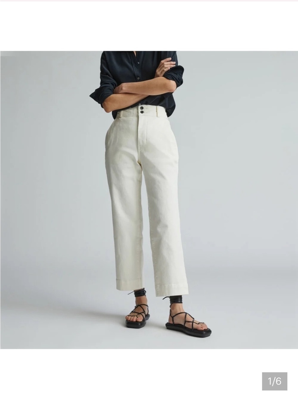 Everlane Ecru Cream THE ORGANIC STRAIGHT-LEG PANTs Button jeans